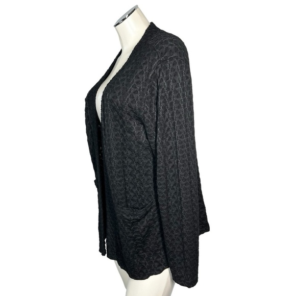 NWT HABITAT Shawl Pocket Jacket Black Cobblestone Knit Cardigan Size L - Picture 7 of 16